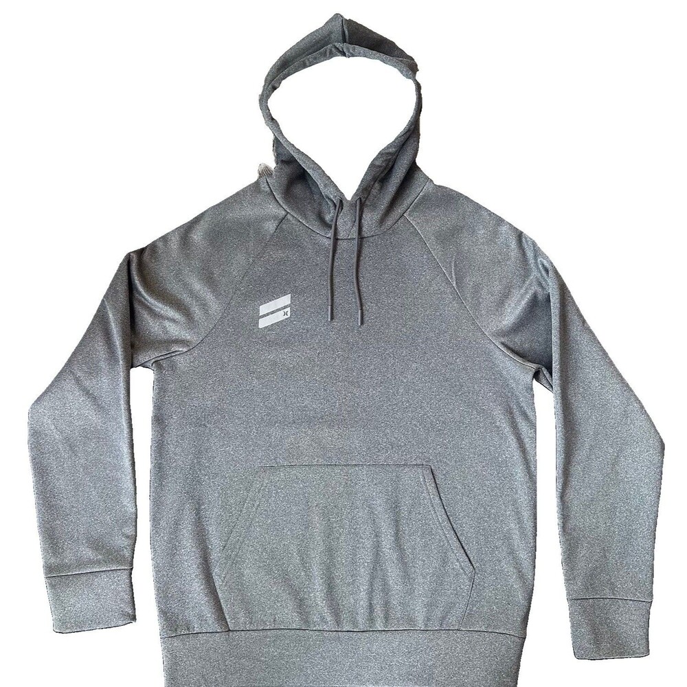 Hurley Men’s Medium Gray Performance Fleece Pullover Hoodie Logo Athletic